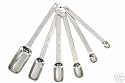 Set of 6 Professional Stainless Steel Measuring Spoons