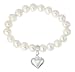 925 Sterling Silver Heart Charm Freshwater Pearl Stretch Bracelet 19cm