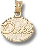 Duke Blue Devils Solid 10K Gold Script Oval ''DUKE'' 5/16'' Pendant