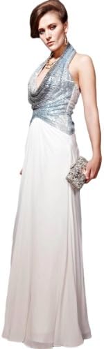 Coniefox Fashionable Sexy Halter Prom Dress With Sequins Size S Color White