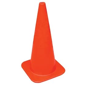 Vestil TC-28-SD Standard Duty Traffic Cone, Polyvinyl Chloride, Base 14" Length x 14" Width, 27-1/2" Overall Height