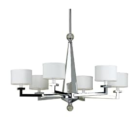 AF Lighting 6755-6H Candice Olson Chloe Candle Base Chandelier, Chrome with Cream Poly... by AF Lighting
