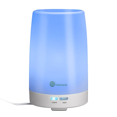 Essential Oil Diffuser, TaoTronics 100ml Ultrasonic Humidifier Portable Aromatherapy Diffuser, Aroma Diffuser with Cool Mist and Color Changing LED Lights, Silent Buttons