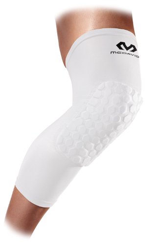 McDavid 6446 Extended Compression Leg Sleeve with HexPad Protective Pad, White, X-Large - One pair