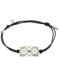Sterling Silver 925 Rectangular Center Featuring Flower Accents With Adjustab...