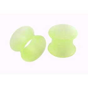 Pair of Silicone Double Flared Skin Eyelet - 00g - Lime