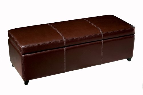 Baxton Studio Enrica Leather Storage Ottoman, Espresso Brown