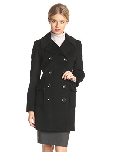 Calvin Klein Women's Double-Breasted Wool Coat with Pockets