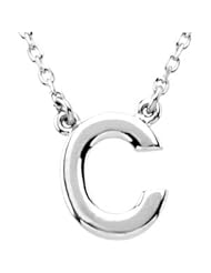 CleverEve Designer Series Sterling Silver Block Initial C Necklace 16"
