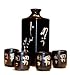 Japanese Friendship Sake Set - Black Porcelain with Hand painted Characters