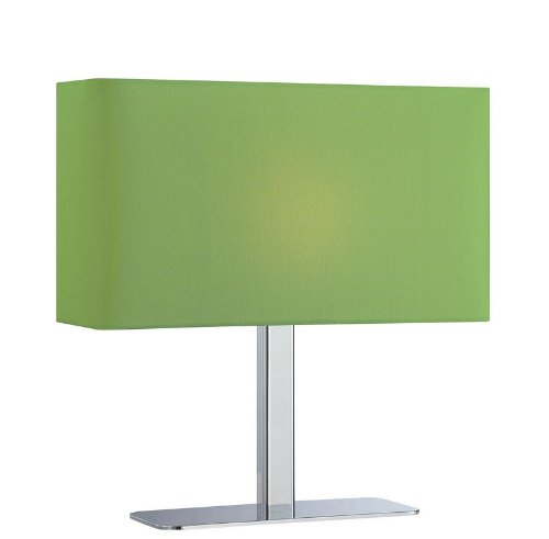 Metal Table Lamp  Green Fabric Shade in Chrome 