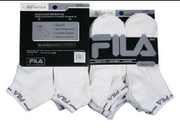 Fila Men's Low Cut Socks White with Grey Logo - 12 Pack