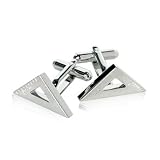 Engineer Architect Measuring Triangle Silver Cufflinks with Presentation Box