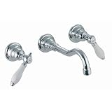 Fima by Nameeks S5401/5 Herend Double Handle Wall Mount Three Holes Vessel Bathroom Sink Faucet with 6.5