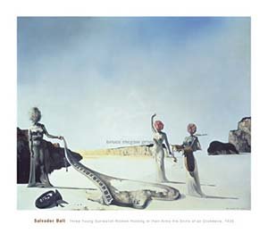 ポスター サルバドール ダリ Three Young Surrealist Women Holding in their Arms the Skins of an Orchestra 1936