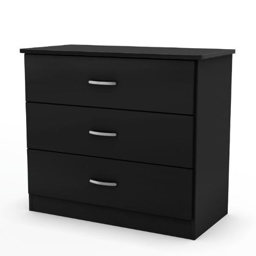 Smart Basics Collection 3 Drawer Chest in Solid Black Finish By South Shore Furniture