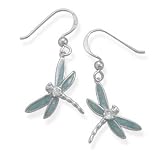 Genuine Elegante (TM) Dangle Earrings. Light Blue Enamel And Cz Dragonfly Earrings. 100% Satisfaction Guaranteed.
