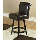 Armen Living Leather Swivel Barstool Brown Leather 30-Inch