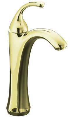 Kohler Single Hole Single Handle Vessel / Bathroom Faucet From The Forte Collection. Sculpted Lever Handle French Gold - K-10217-4-AF