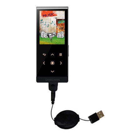 Retractable USB Cable for the Samsung YP-P2JARY with Power Hot Sync and Charge capabilities - Gomadic Brand w/ TipExchange Technology