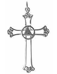 Alcoholics Anonymous AA Symbol Pendant, #575-4, Sterling Silver, AA Recovery Symbol with Solid Triangle Set in a Beautiful Open Cross