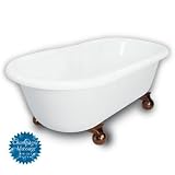 American Bath Factory B1-3700-WW-DM7-M2-35-OC-C1-CD Madeline Double Ended Clawfoot Bathtub in White,