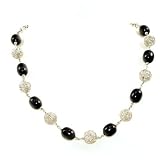 Metal Wire Ball & Beads Necklace Black