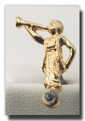 Angel Moroni Tie Tack (Gold and Crystall) - Gold Color Angel Moroni Lapel Pin with Crystal - Mormon Clothing Accessory - LDS Jewelry - Wear to Church - Great Gift - Cystal Jewelry for Christians - Religious and for Anyone - Primary Present - Wonderful for Neck Ties and Clothing - Great Gift for Everyone - Just Like the Moroni on the Temples - Moroni Stands on a Crystall with His Trumpet