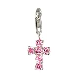 SilberDream Charm Cirkonia Crux crystal pink 925 Sterling Silver Charms Pendant with Lobster Clasp for Charms Bracelet, Necklace or Charms Carrier FC205P