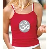 OM Symbol Yoga Meditation Ladies Cotton Strapped Tank - Red