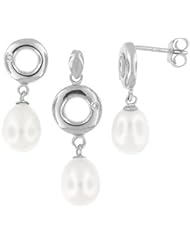 Sterling Silver and Freshwater Pearl Earring and Pendant Set
