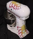 Classic33 Double Decal Flame Kit red, orange, and yellow with blue trim, designed to fit all KitchenAid stand mixers, including Artisan, Ultra Power, 4, 5, 6 qt quart mixers, without accessory interference.