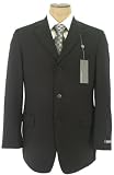Kenneth Cole Mens Single Breasted 3 Button Solid Black Wool Suit - Size 38R