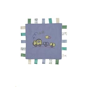 SlumberTag by Slumbersac Baby Comfort Tags Blanket Blue Train