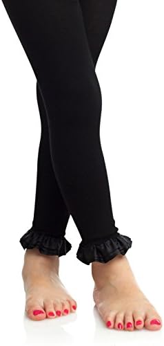 Celegrity- Girls/baby Leggings ★1 Stretchable Footless Tight Leggings ★2 Pairs Interchangeable Ruffles & Bow Toppers (2-4, Black Leggings)