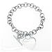 14k White Gold Bracelet with Toggle Clasp & Heart Tag