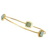 14K Yellow Gold Prasiolite (Green Amethyst) Bangle Bracelet - 8 inches