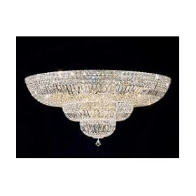 Schonbek 5896-40S Petit Crystal Deluxe 27 Light Flush Mount in Silver with Swarovski Strass Clear crystal