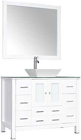 Alya Bath AV-125-30 42" Single Modern Bathroom Vanity | Venge with Mirror - White