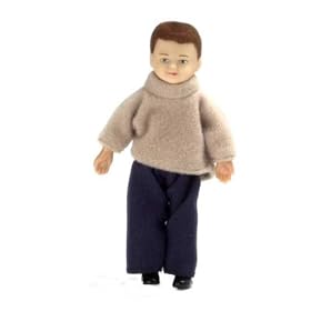 <b>Dollhouse Miniature Boy Doll, Brunette</b>