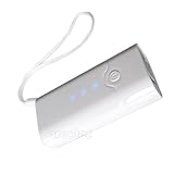 Externer Akku / Powerbank USB / Ladegerät / Ladestation mit Anschlussadaptersatz - 5200 mAh Speicherkapazität und integrierter Taschenlampe - für Handy, Smartphone, iPhone, iPod, iPad, Navi, Digitalkamera, MP3-Player, PSP/NDS und andere Geräte mit USB-Anschluss - Farbe: weiß - inkl. Original arcotec Handybändchen