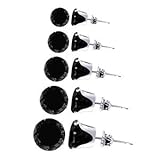 TDEZ-ROUND-SET-B 3mm 4mm 5mm 6mm and 7mm Round Black Cubic Zirconia Stud Earrings Set