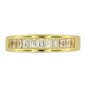 Yellow Gold Overlay Sterling Silver Cubic Zirconia Channel Set Eternity Ring