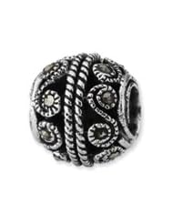 Sterling Silver Marcasite Bali Charm for 3mm Charm Bracelets