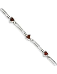 14K White Gold Heart-Shaped Garnet Bracelet
