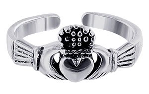High Polish Sterling Silver Toe Ring Claddagh Toering