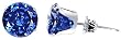 Sterling Silver 10 MM Round Blue Sapphire Cubic Zirconia Stud Post Friction Back Earrings