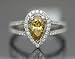 1.49 ct Vivid Canary Yellow Pear Shape Diamond Engagement Bridal Ring with Accents VS-2 18K Gold