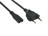 Produkt-Bild: Euro-Netzkabel, Netzstecker an Euro 8 Buchse, schwarz, 1,8m