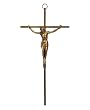 Fine All Metal Brass Gold Crucifix - Wall Mount - 10'' in Height - IMPORTED
